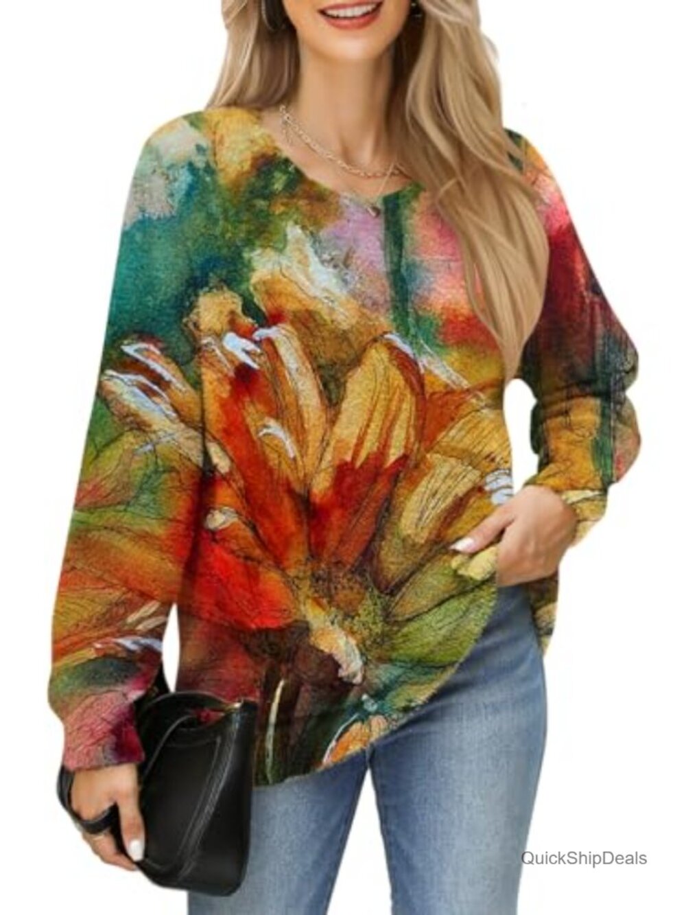 Oversized Chunky Knit Pullover Sweater Cotton Nylon Fuzzy Tunic Crewneck